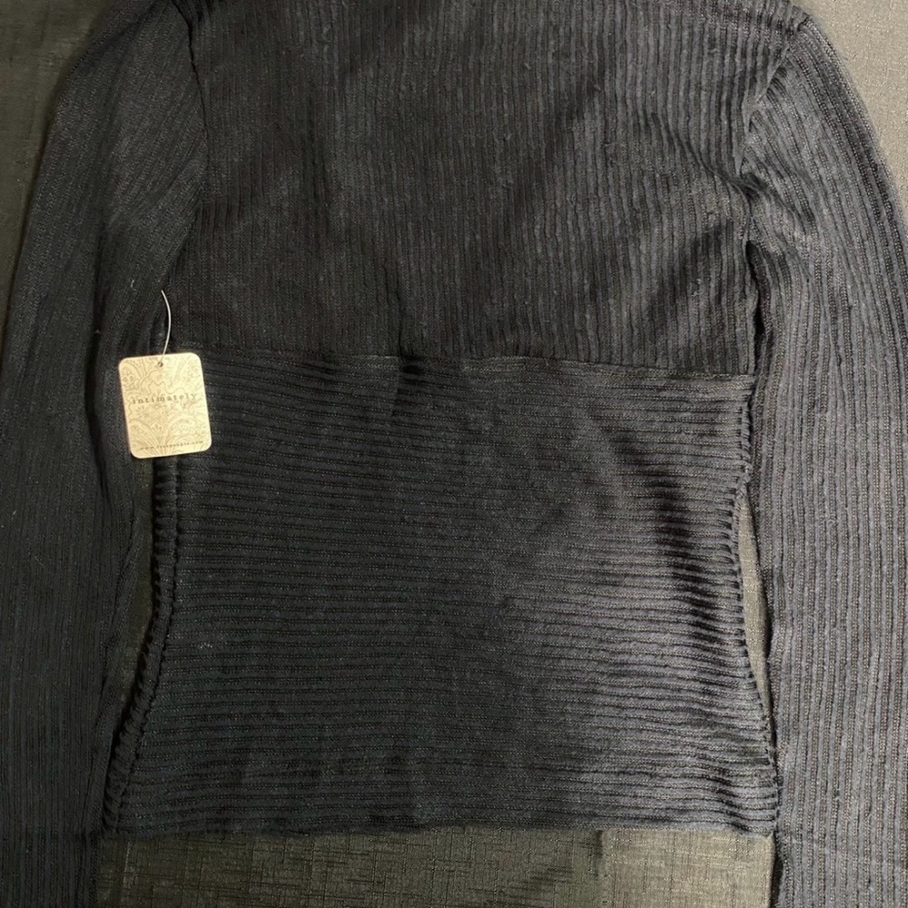 Free People Intimately Black Ribbed V-Neck Sweater - Picture 5 of 5